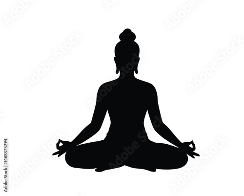 Adiyogi silhouette. This image presents a dark outline of Adiyogi, representing spirituality, meditation, and enlightenment in a sacred and contemplative pose. Vector clipart illustration design.