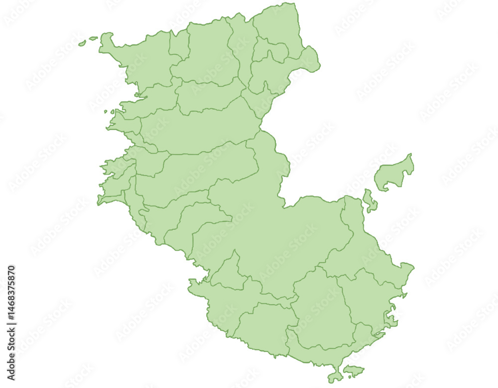 Fototapeta premium 和歌山県 地図 黄緑 イラスト