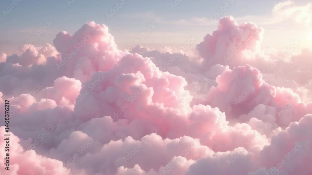 Gentle pink clouds floating across the sky, creating a tranquil and fanciful atmosphere. Gentle pink clouds floating across the sky, creating a tranquil and fanciful atmosphere.