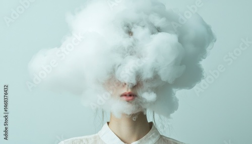 Woman obscured by a cloud