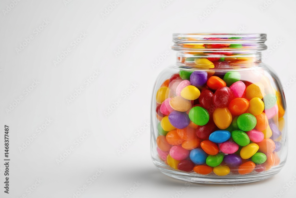 Colorful candies inside a clear glass jar. Colorful candies inside a clear glass jar.