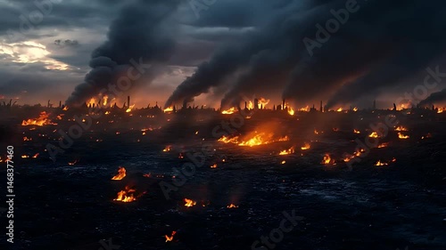Fire burning on the battleground warzone