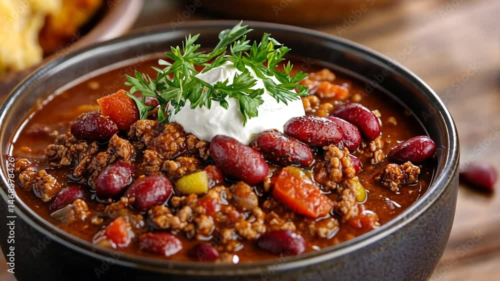 Hearty Bowl of Homemade Chili: A Delicious and Warming Comfort Food Delight Hearty Bowl of Homemade Chili: A Delicious and Warming Comfort Food Delight