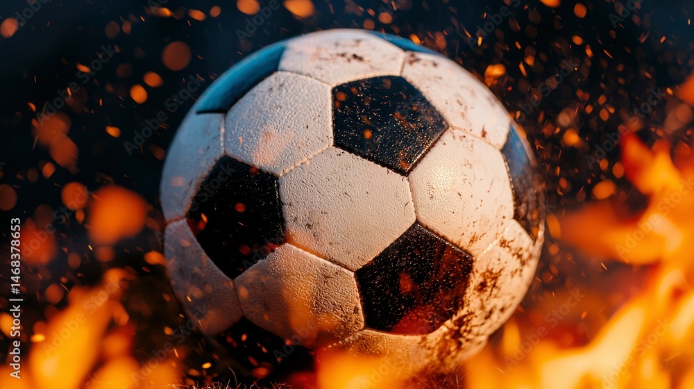 Fototapeta premium Soccer ball in flames