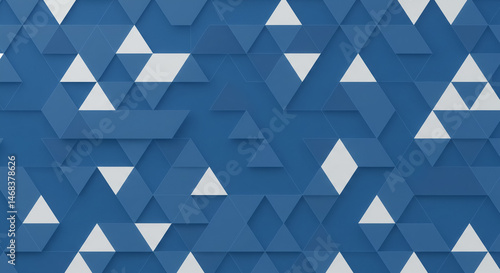 Clean Blue White Interlocking Triangles Seamless Flat Design Matte Pattern