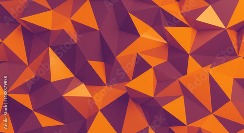Dynamic Orange Purple Triangular Pattern Flat Design Seamless Glossy Finish
