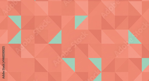 Seamless Coral Mint Triangular Tessellation Flat Design Symmetrical Matte