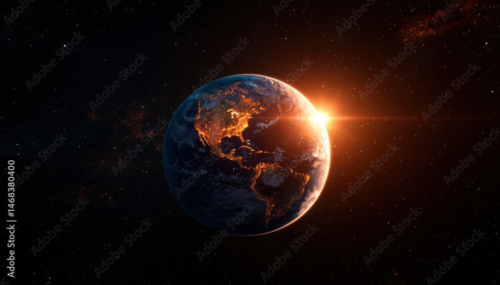 Fototapeta premium Earth rising in space