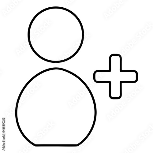 Adding a person icon plus symbol depicting social media networking and community