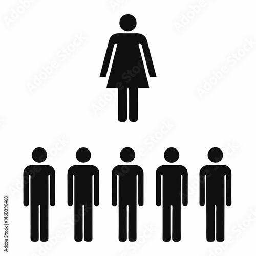 Female figure and several male figures representing gender diversity and equality