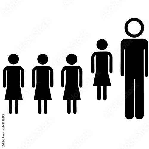 Symbolic gender representation with silhouettes of man and women family figures