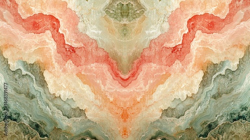 Abstract symmetrical image of swirling, textured marble in calming earth tones.  Perfect for design projects.