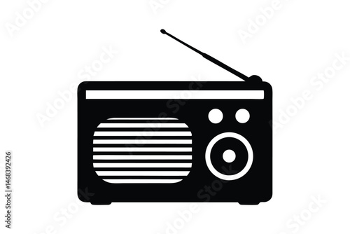 Old  radio silhouette vector, Vintage radio icon vector