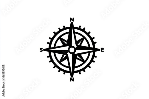 A classic compass design with cardinal directions ideal for navigation and travel themes