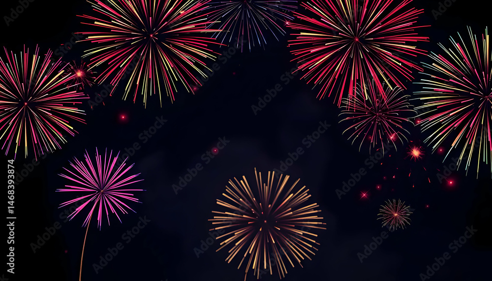 Vibrant Fireworks Display Against a Dark Sky Creating Festive Background for Celebrations and Joyous Events Vibrant Fireworks Display Against a Dark Sky Creating Festive Background for Celebrations and Joyous Events