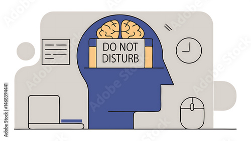 focus or do not disturb in thinking or creativity concentrate and eliminate distraction increase productivity concept human head open with do not disturb sign while thinking of business sol 49923886 1
