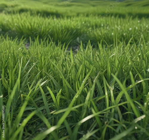 Wallpaper Mural Undulating green hills, close-up detail of sharp grass blades ,  ecology,  green Torontodigital.ca