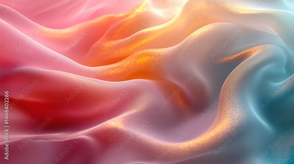Fototapeta premium Abstract flowing fabric with gradient colors, soft and smooth texture.