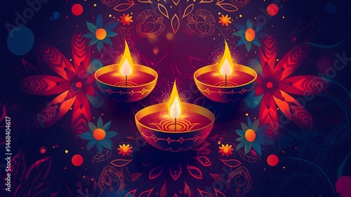 Diwali Diya Candles with Floral Design