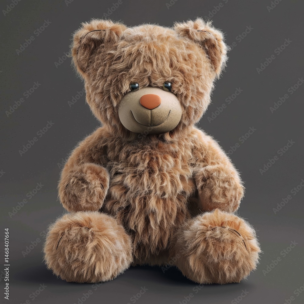Fototapeta premium Teddy bear isolated on transparent background plush fur texture studio lighting logos .