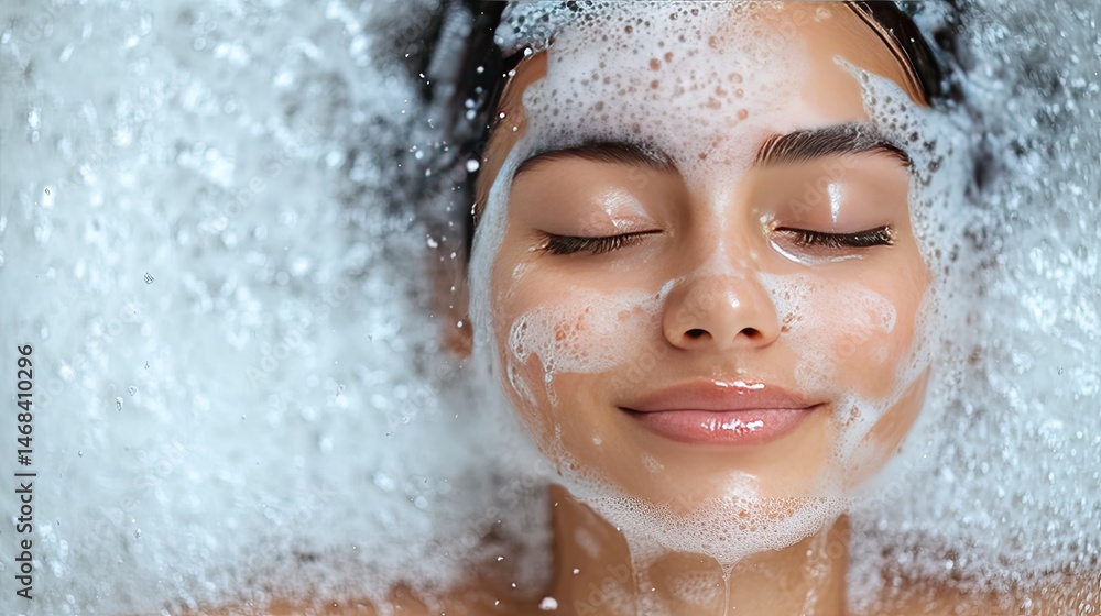 Woman Relaxing in Foaming Bath. Woman Relaxing in Foaming Bath.