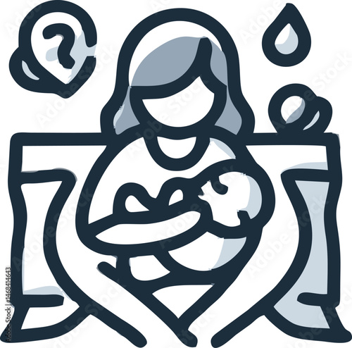 Mother and Newborn Baby Illustration: Tender Moments of Postpartum Care