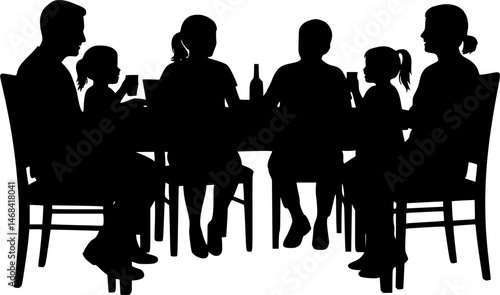 Having festive dinner isolated cartoon vector illustration. Friendly family celebrating Thanksgiving Day together, people having festive dinner, eating holidays dishes vector cartoon.
