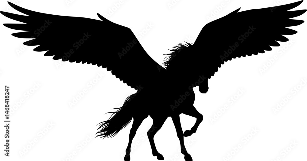 Obraz premium Winged horse rearing, illustration. 