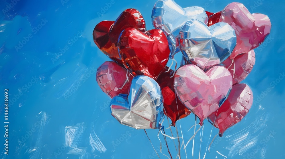 Heart Balloons in the Sky