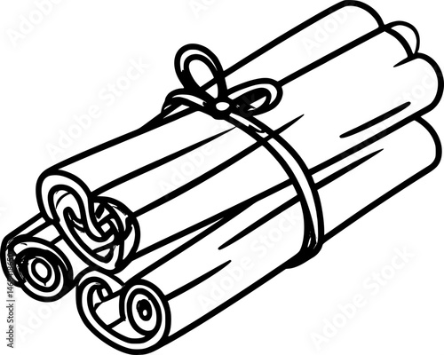 Cinnamon stick in hand drawn style icon
