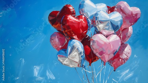 Obraz na płótnie Heart Balloons in the Sky w salonie
