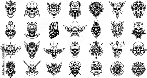 Pack of Hand Drawn Unique Tattoo Icons
