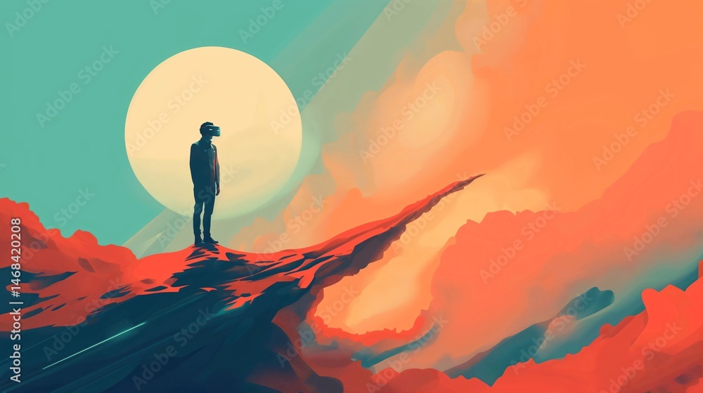 VR Explorer on a Martian Landscape