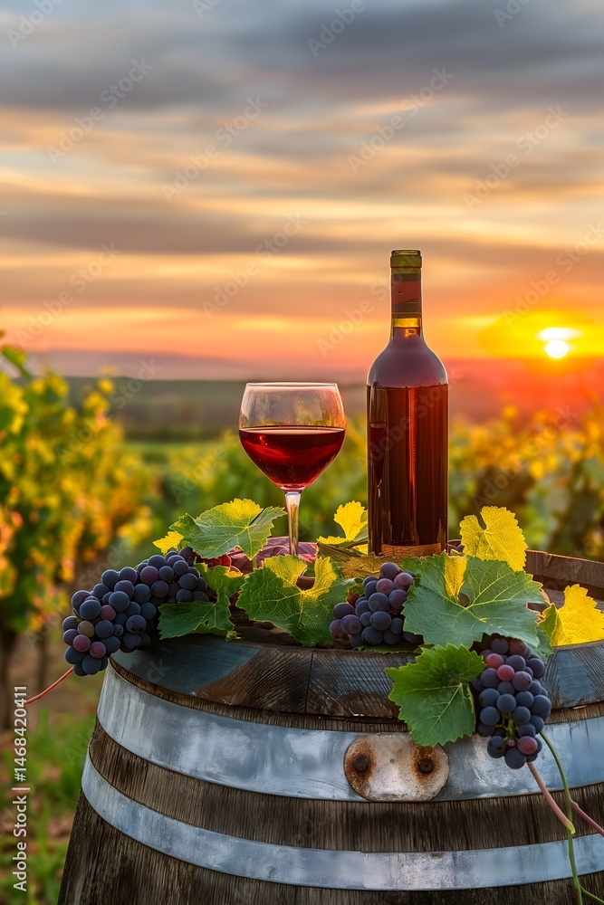 Red Wine at Sunset Vineyard