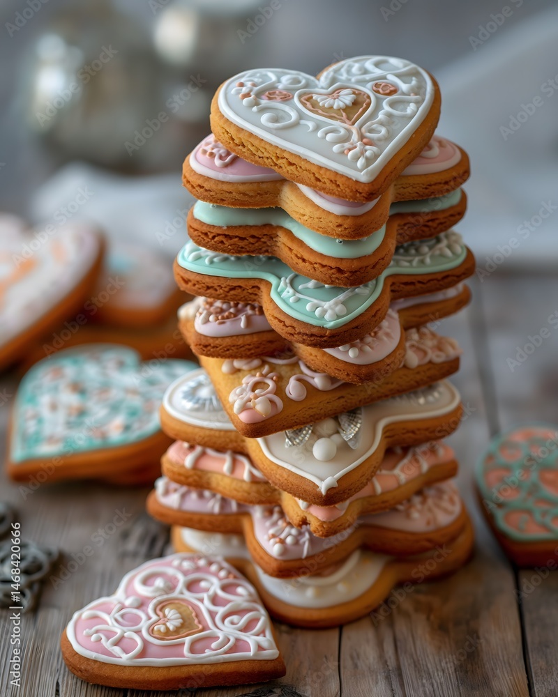 Stacked Decorated Gingerbread Cookies