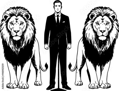 A glyph illustration of a lion tamer
