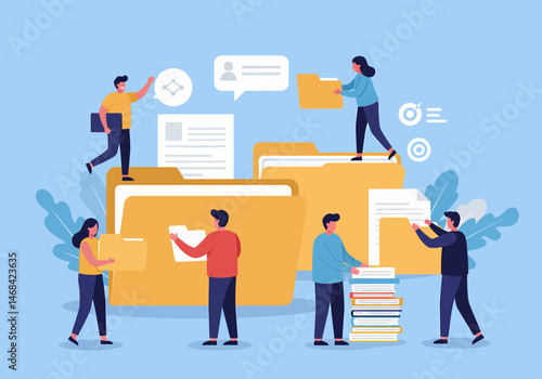 Team Organizing Digital Files and Folders Systematically