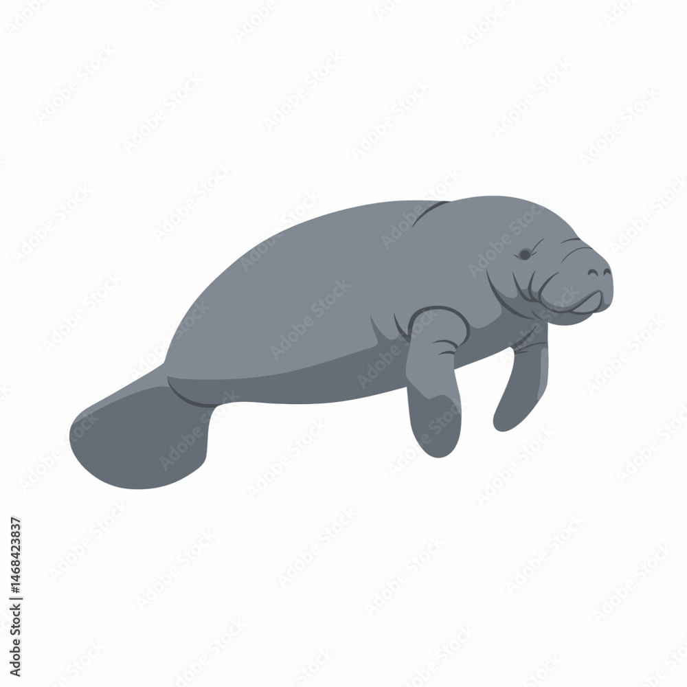 Fototapeta premium Isolated Manatee Illustration on White Background Stock Image