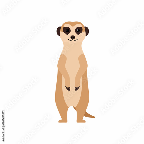 Cute Meerkat Standing Upright Cartoon Illustration