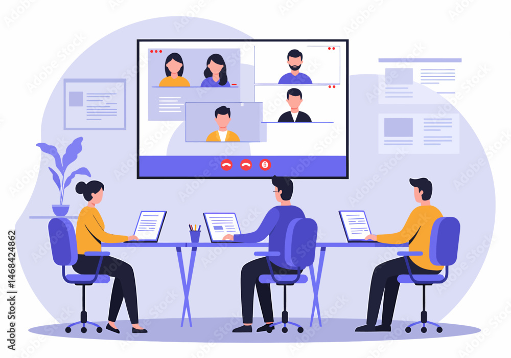 Team Meeting Online Illustration Vector Stock Image Team Meeting Online Illustration Vector Stock Image