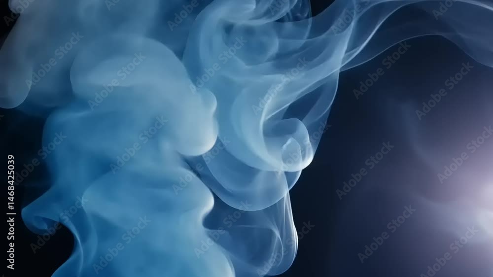 Ethereal Smoke Swirls in Blue and White Colors Ethereal Smoke Swirls in Blue and White Colors