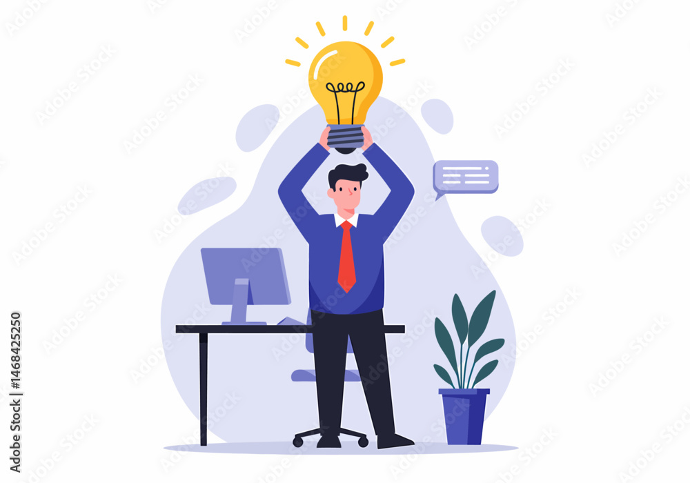 Man with Light Bulb Over Head Having Great Idea Man with Light Bulb Over Head Having Great Idea