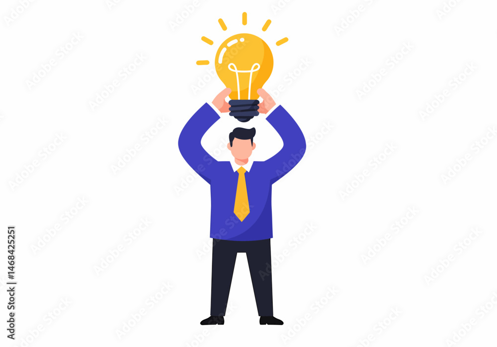 Man Holding Idea Lightbulb Innovation Creativity Inspiration Concept Vector Man Holding Idea Lightbulb Innovation Creativity Inspiration Concept Vector