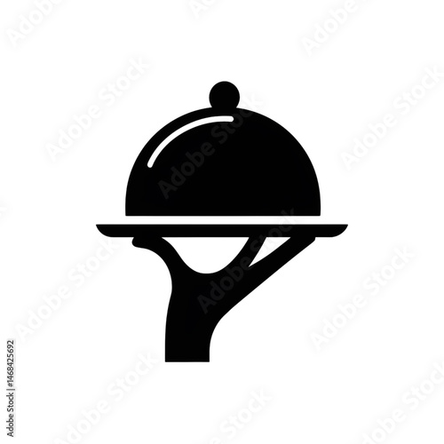 Serving Tray Icon – Hand Holding Covered Food Platter Symbol
