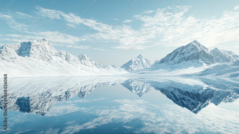 Obraz premium Beautiful mountain range with a lake in the foreground. The sky is clear