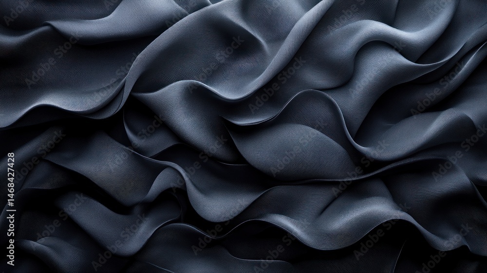 Fototapeta premium Dark, flowing fabric drapes in elegant folds