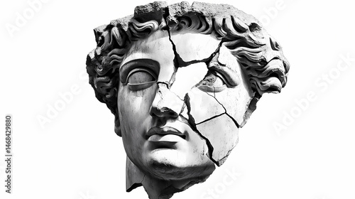 Broken pieces of ancient greek statue face isolated. antique sculpture head broken fragments png. [Whispering Archives] | Forsaken Bindings | ancient crack. Illustration