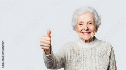 Smiling Elderly Woman Giving Thumbs Up