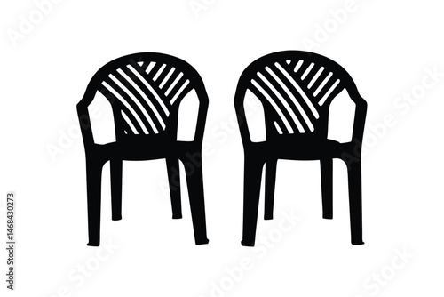 Plastic chair silhouette, chair silhouette, plastic chair vector illustration