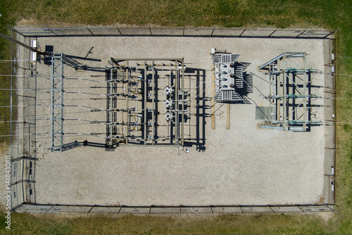 Aerial View of Electrical Substation